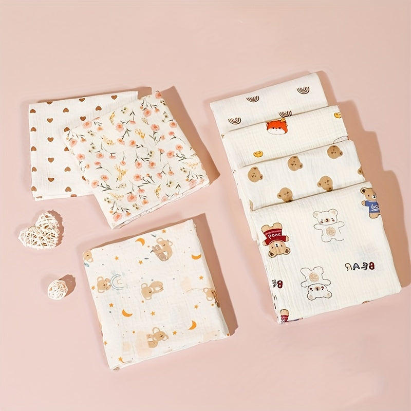 Kids Cotton Double-Layer Gauze Bath Towel with Heart Pattern and Compact Design