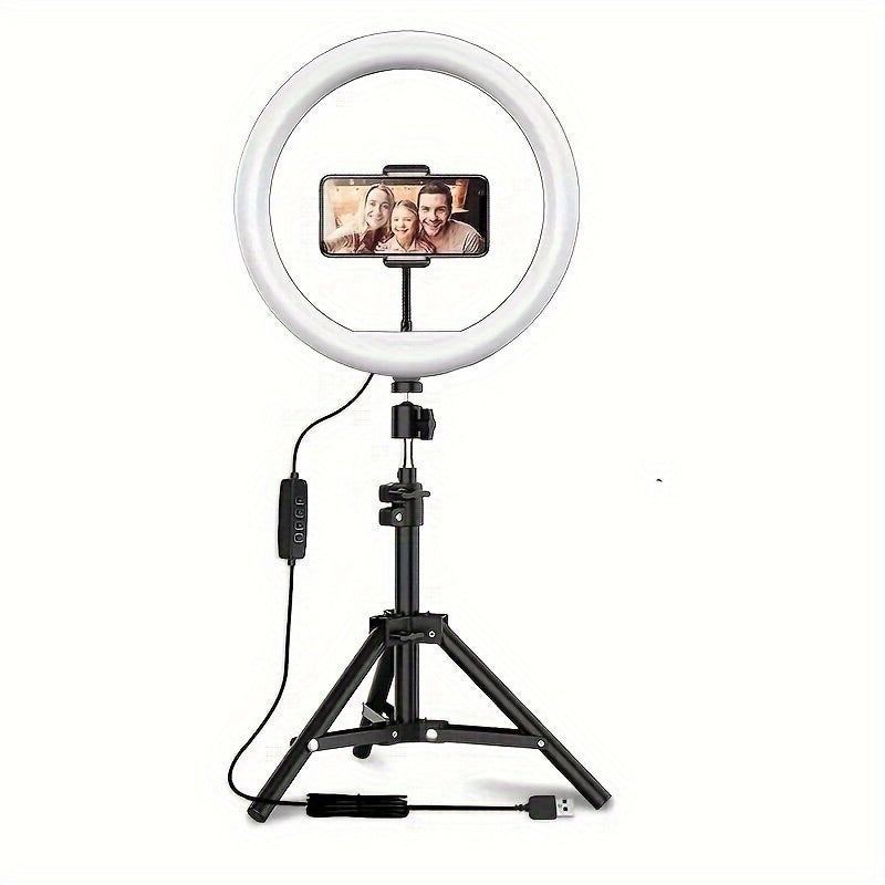 12-Inch LED Selfie Ring Light with Tripod Stand and Phone Holder USB Powered Adjustable Brightness