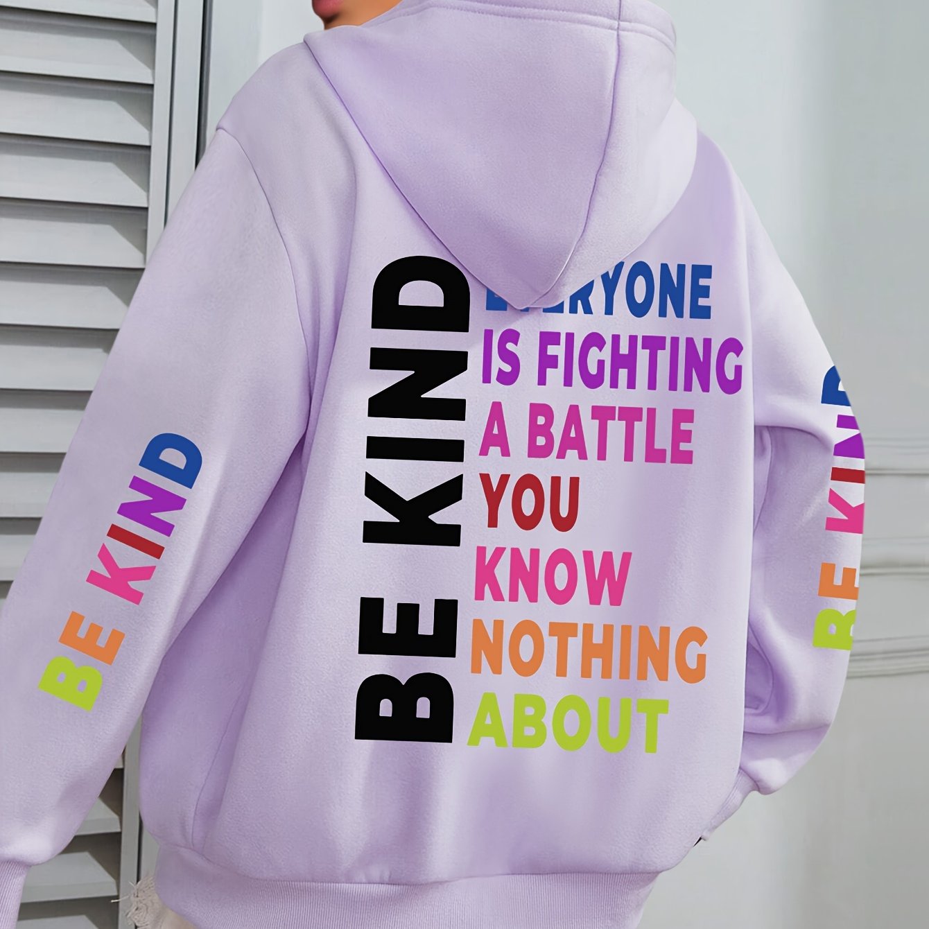 Women’s Knit Hoodie with Alphabet Pattern Casual Fall Winter Big Size