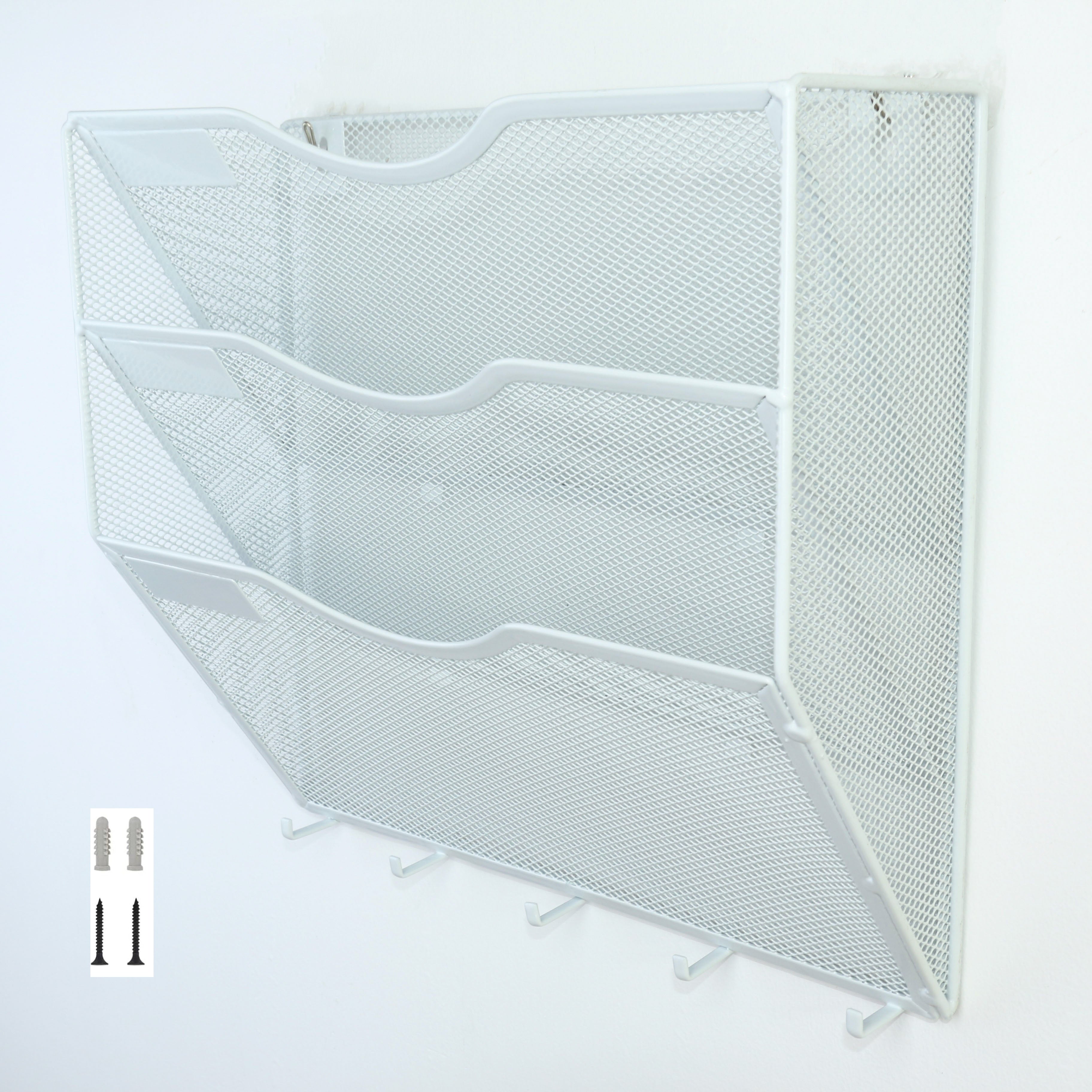 Organizador de archivos de pared con ganchos para llaves, azul claro, hierro, ahorra espacio, carpeta vertical colgante