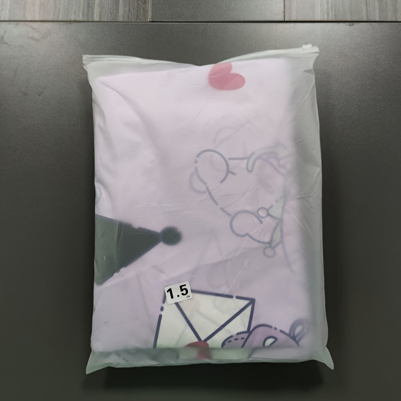 Комплект постельного белья Kuromi, 4 предмета, с изображением аниме, полиэстер, фиолетовая простыня, наволочки, покрывало