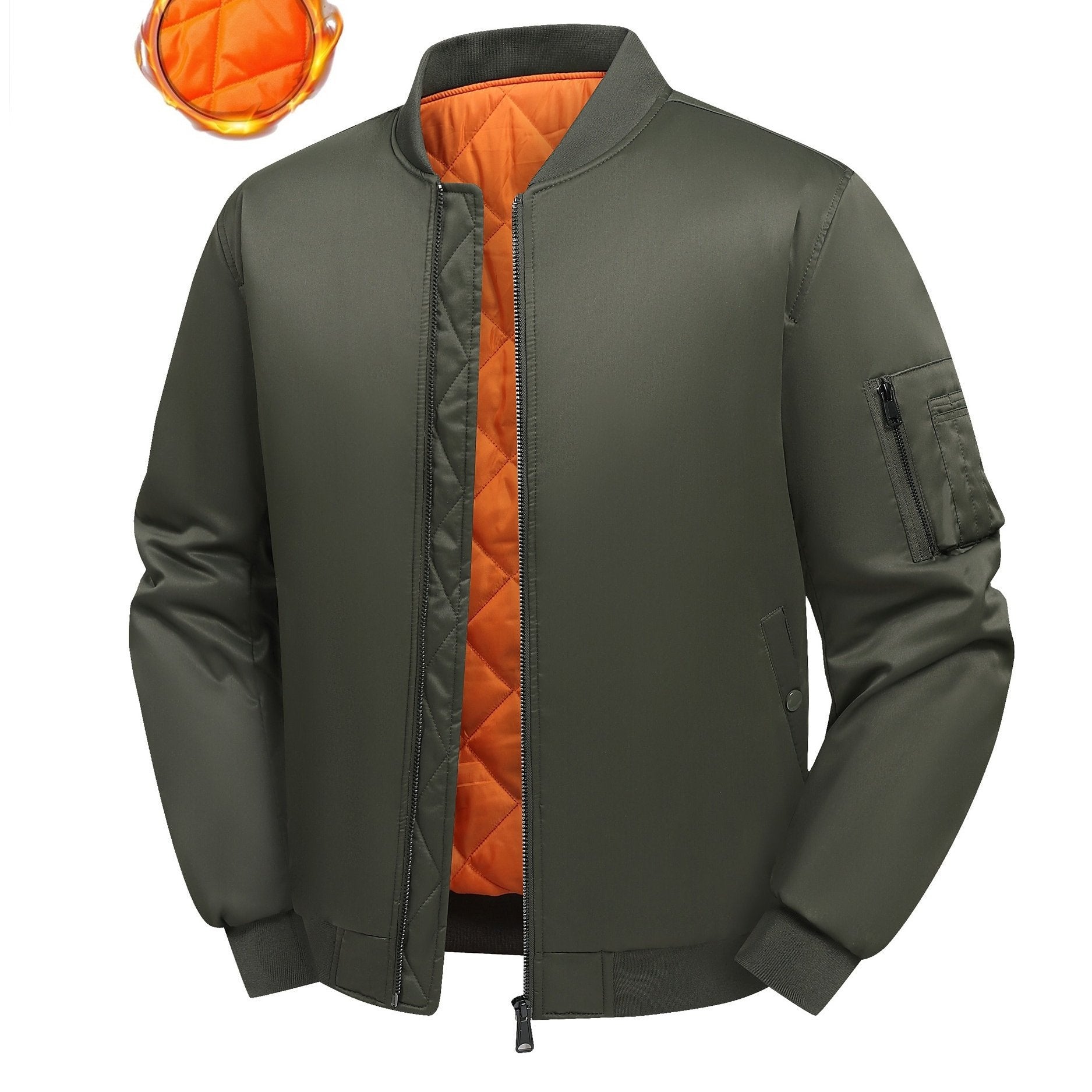Men's Plus Size Bomber Jacket Solid Color Polyester Preppy Baseball Collar Zipper Regular Fit