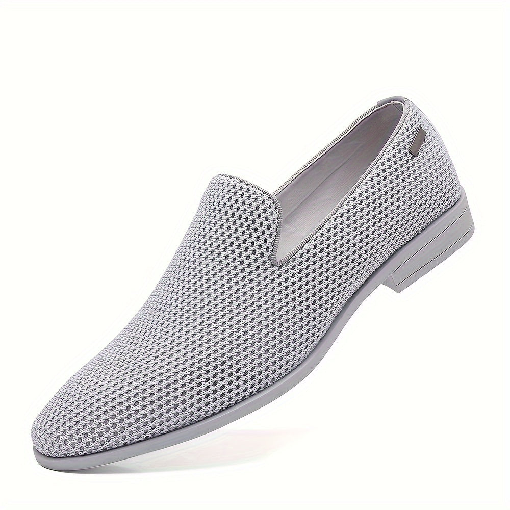 Men's Black Breathable Mesh Loafers Slip-On Non-Slip Rubber Sole Pointed Toe Casual Business Wedding