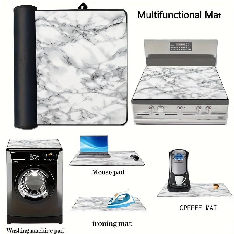 Marble Pattern Stove Top Cover 72x52cm Anti-Slip Scratch-Resistant for Electric Glass Stoves