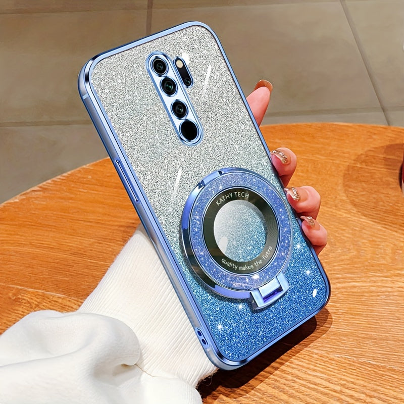 Magnetic Suction Phone Case for Redmi Series with Gradient Flash Powder Shockproof TPU