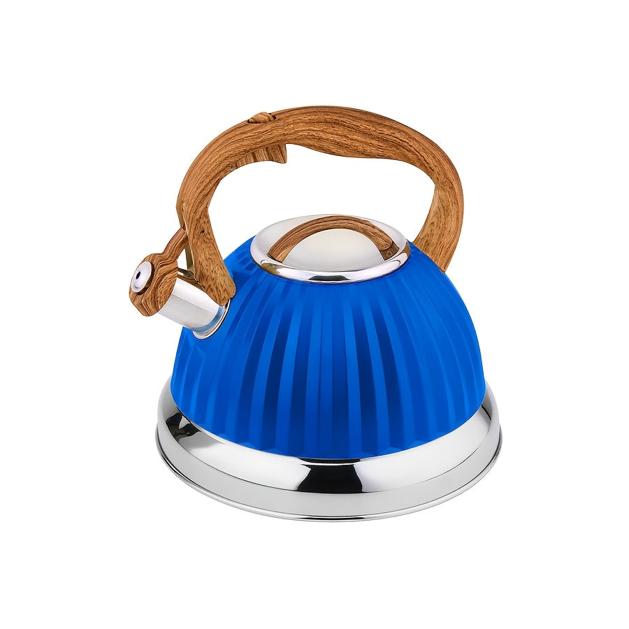 Stainless Steel Tea Kettle with Wooden Handle for Gas and Induction Stoves