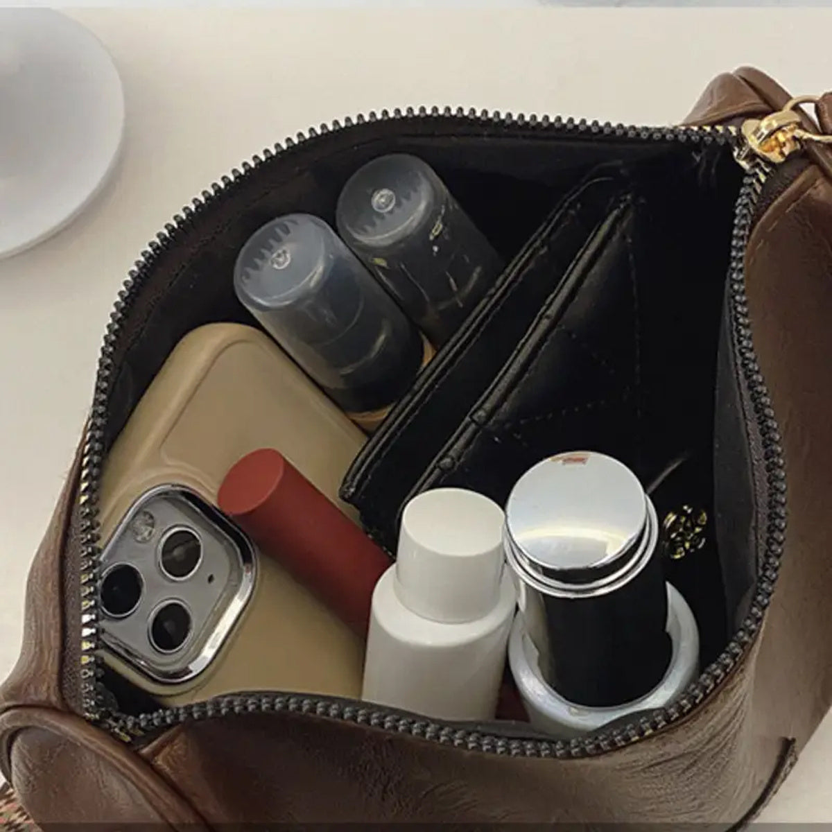 Vintage Boston Handbag with Large Capacity PU Retro Pillow Crossbody Zipper Closure