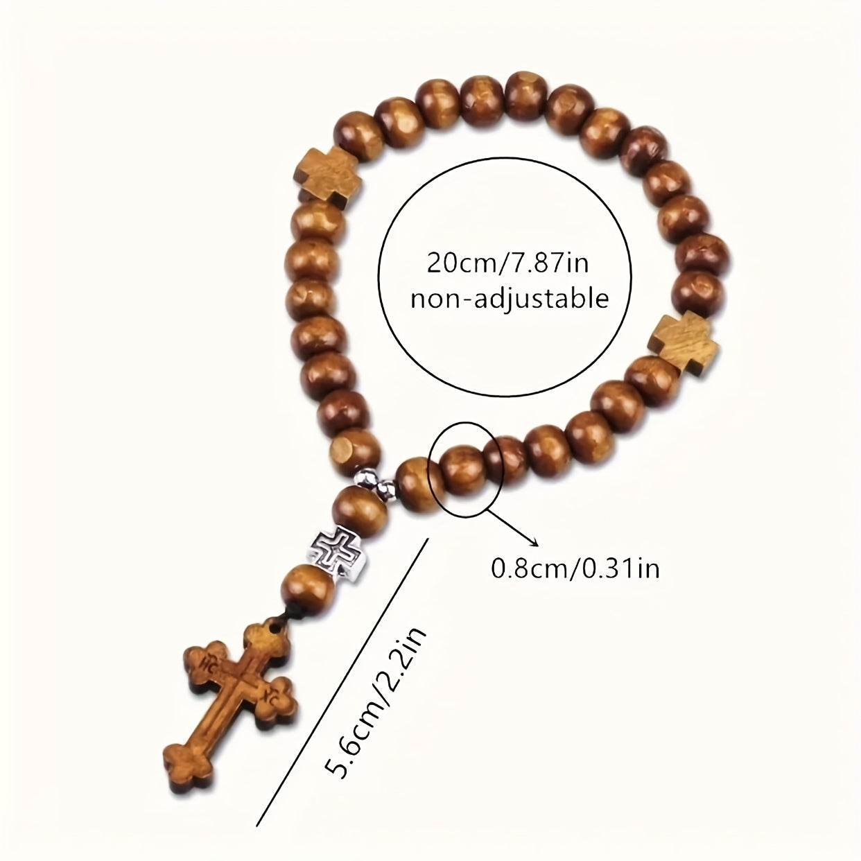 Unisex Wooden Bead Cross Rosary Car Mirror Hanging Ornament Interior Decor