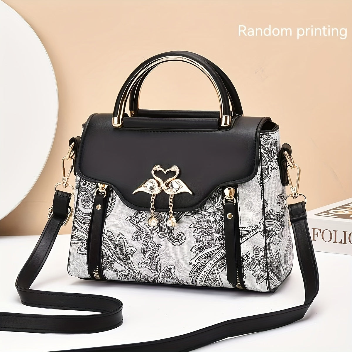 Women's Textured Faux Leather Handbag Crossbody Shoulder Bag Geometric Pattern