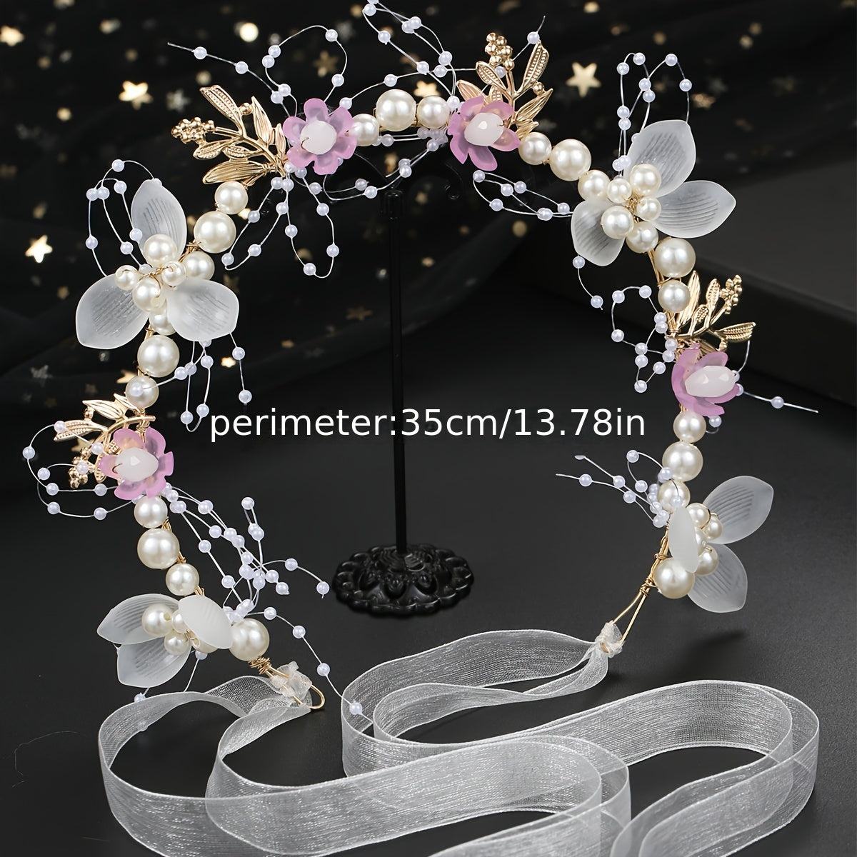 Многоцветная повязка на голову с искусственными жемчужинами и кристаллами в виде цветов для свадеб и мероприятий