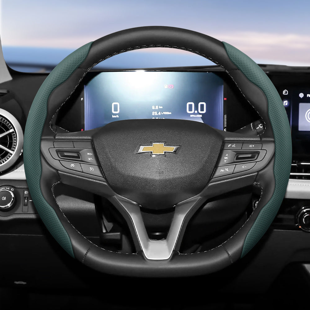 Universal Ventilated PU Leather Steering Wheel Cover, Quick-Release, Anti-Slip