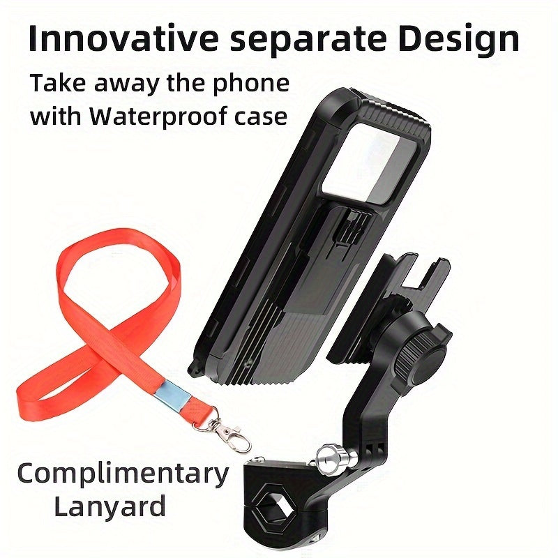 Waterproof Motorcycle Phone Holder with 360° Swivel Adjustable Fit for Bikes