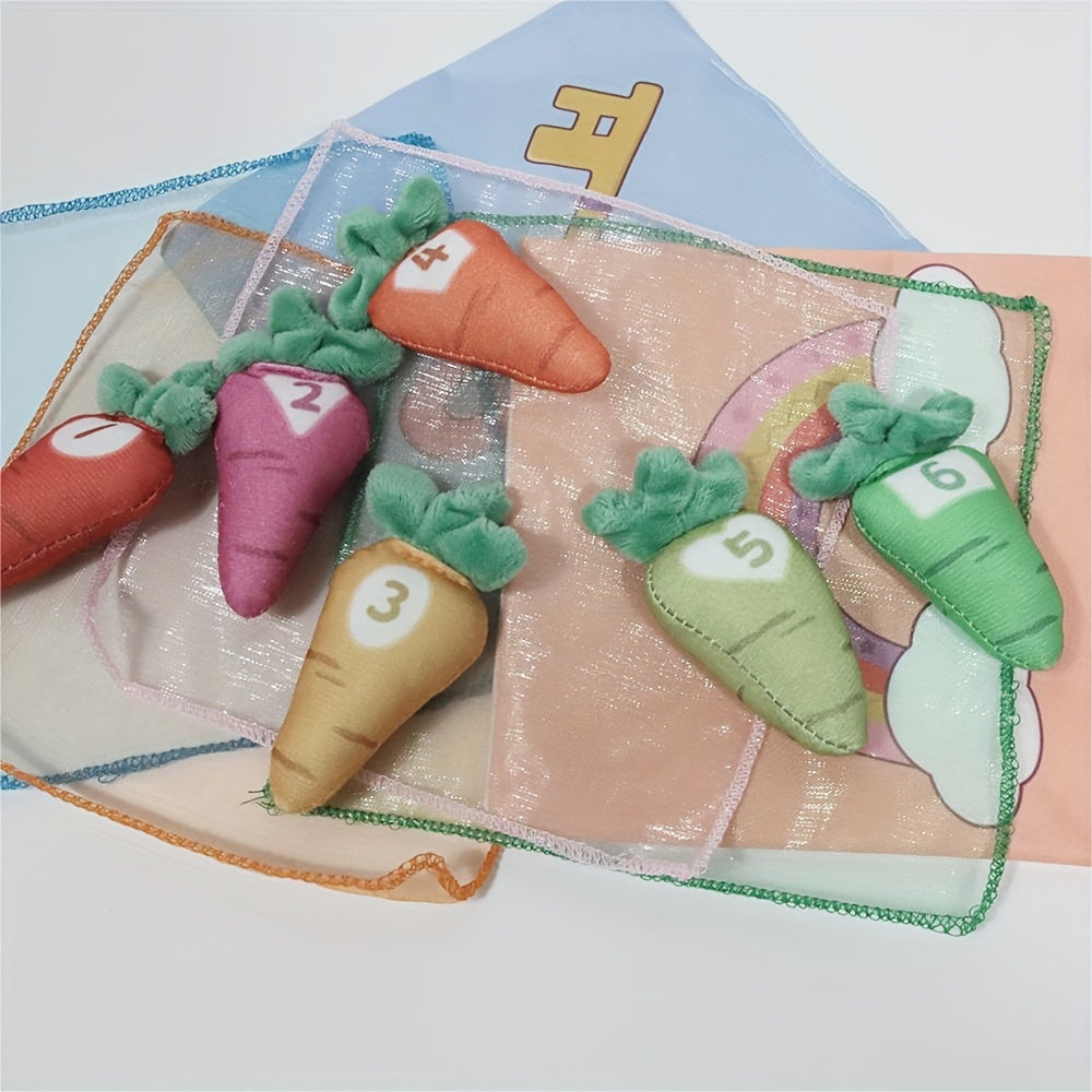 Youngsters Sensory Toy 2-in-1 Tissue Box and Radish Pulling Game Crinkly Plush