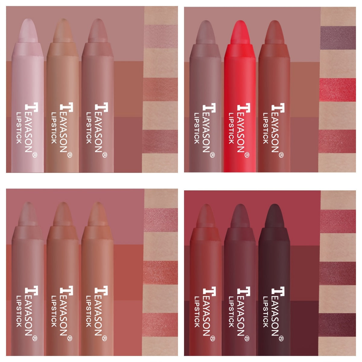 3-Donali Nude Matte Lab Bo'yi Uzun Muddatli Tabiiy Lab Qalamlari Barcha Turlarga