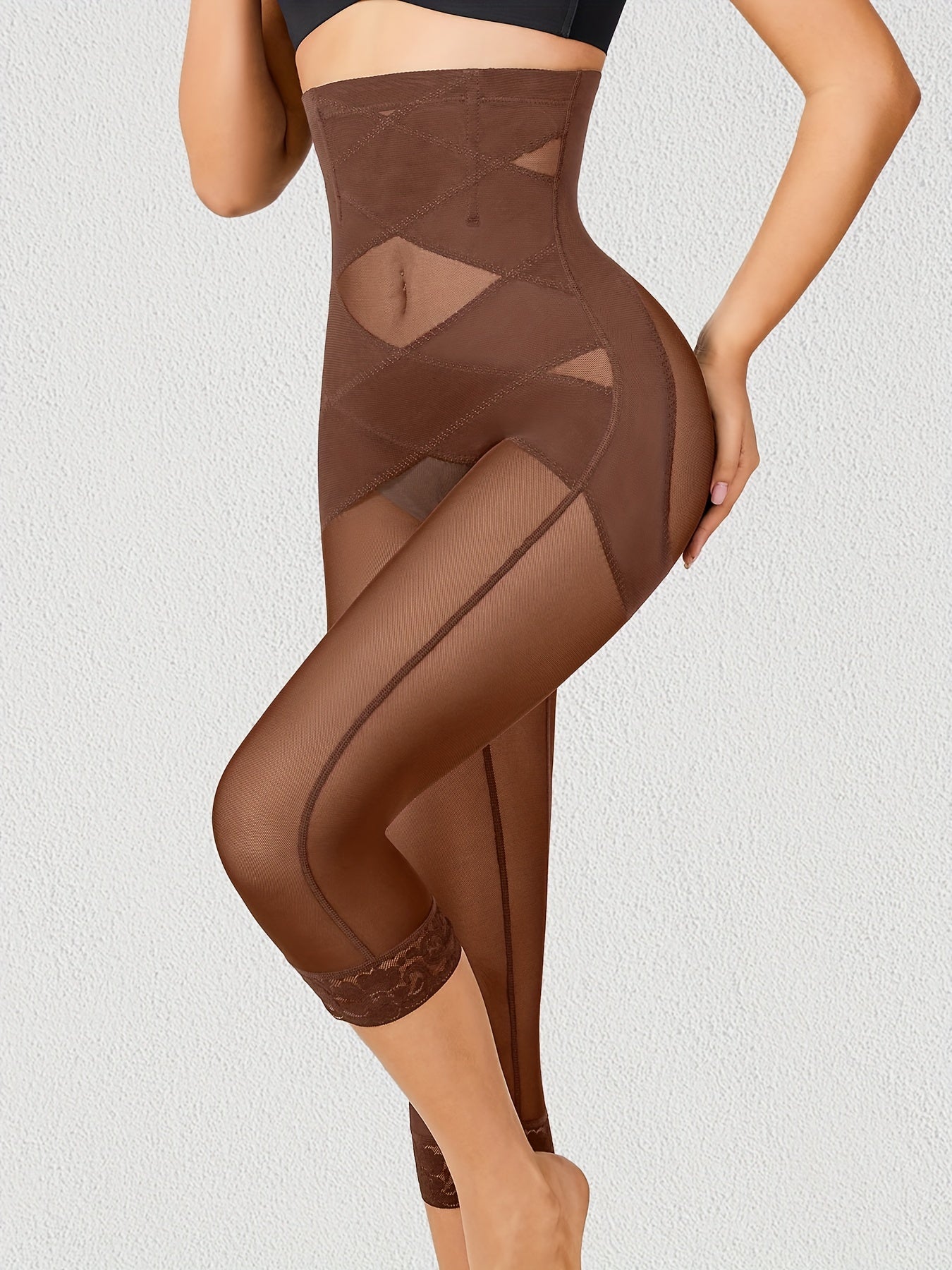 Women's High Waist Shaping Shorts Tummy Control Butt Lift Solid Color Knit Fabric