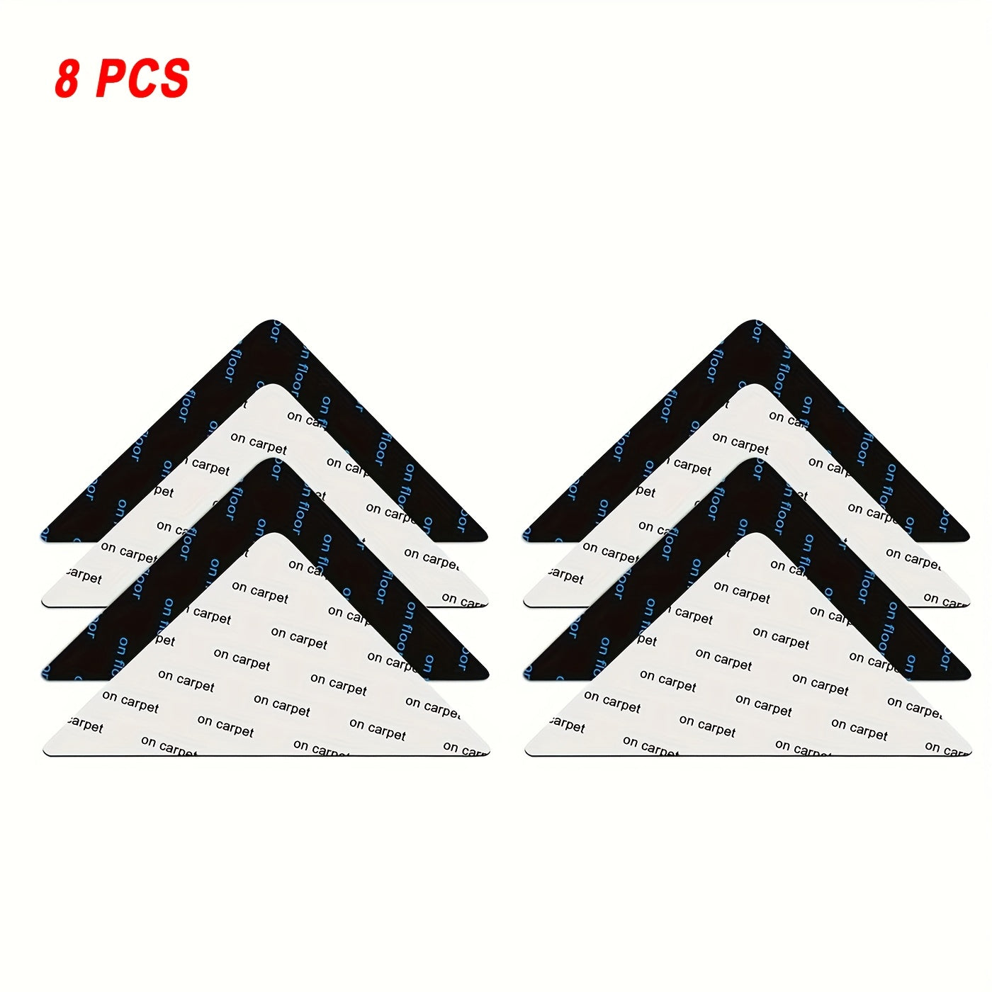 Держатели для ковров из твердой древесины и плитки доступны в наборах по 4, 8, 16, 24 или 40 штук. Эти нескользящие держатели предназначены для ковров, многоразовые и моющиеся. Двусторонний клей гарантирует, что углы останутся ровными.