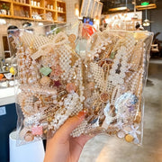 Set of 5 Elegant Bow Tie Hair Clips with Imitation Pearls for Women and Girls