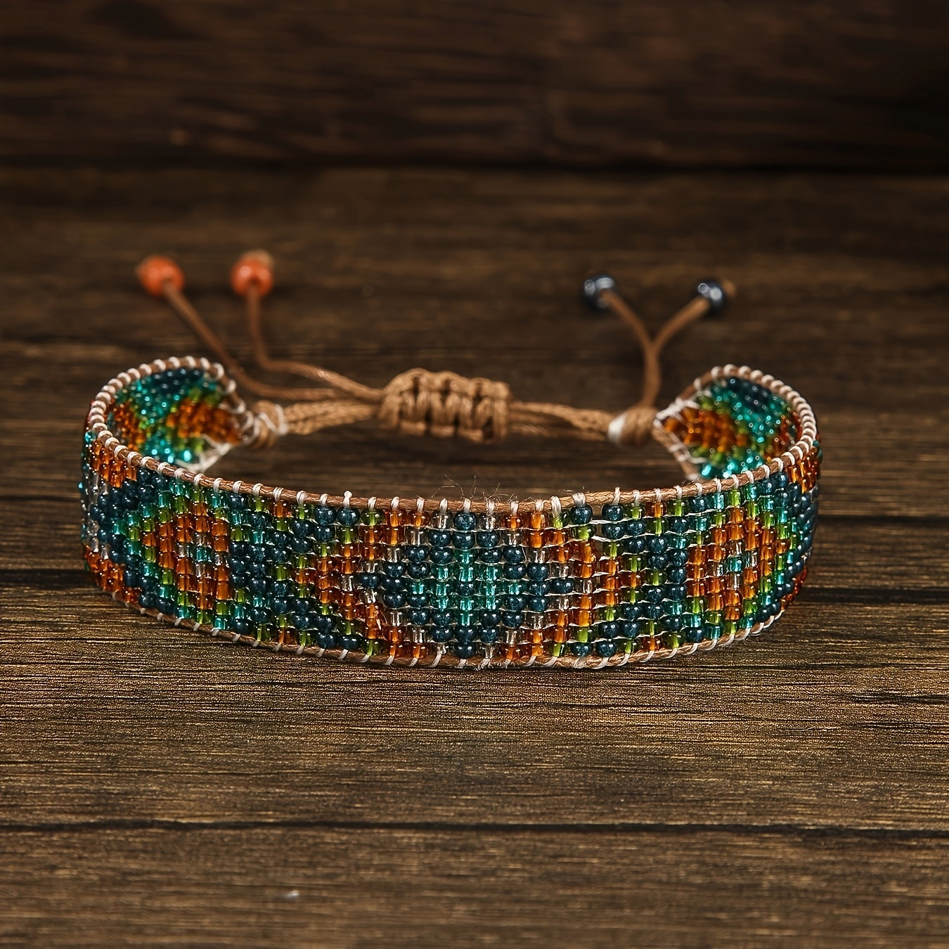 Bohemian Style Geometric Pattern Glass Beaded Women's Bracelet for Daily Wear