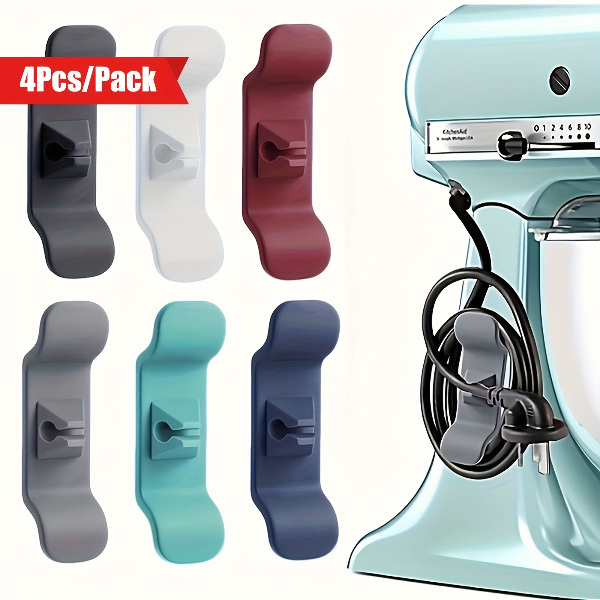 Organizadores de cables adhesivos para electrodomésticos de cocina Material TPR Gris Blanco Negro Azul Verde