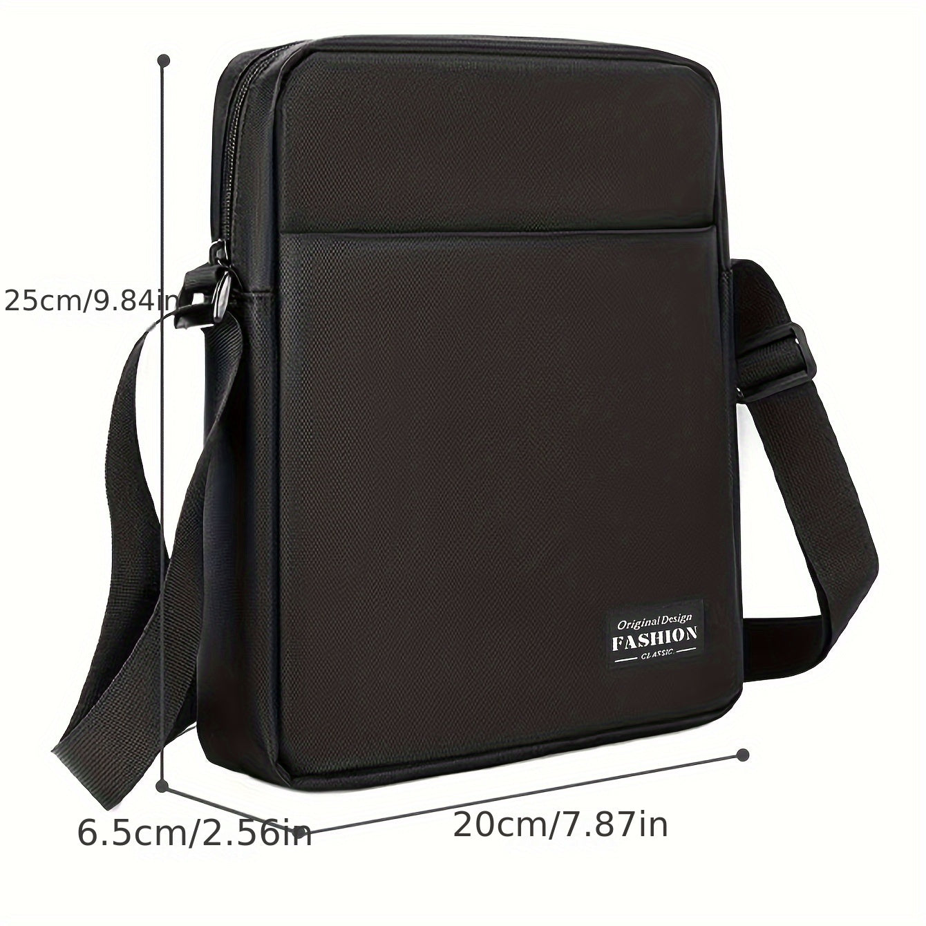Men's Black Polyester Crossbody Bag for Outdoor and Business Travel