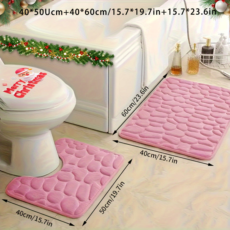 Memory Foam Bathroom Rug Set with Non-Slip Backing and Absorbent Mat for Shower Bathtub and Laundry Room