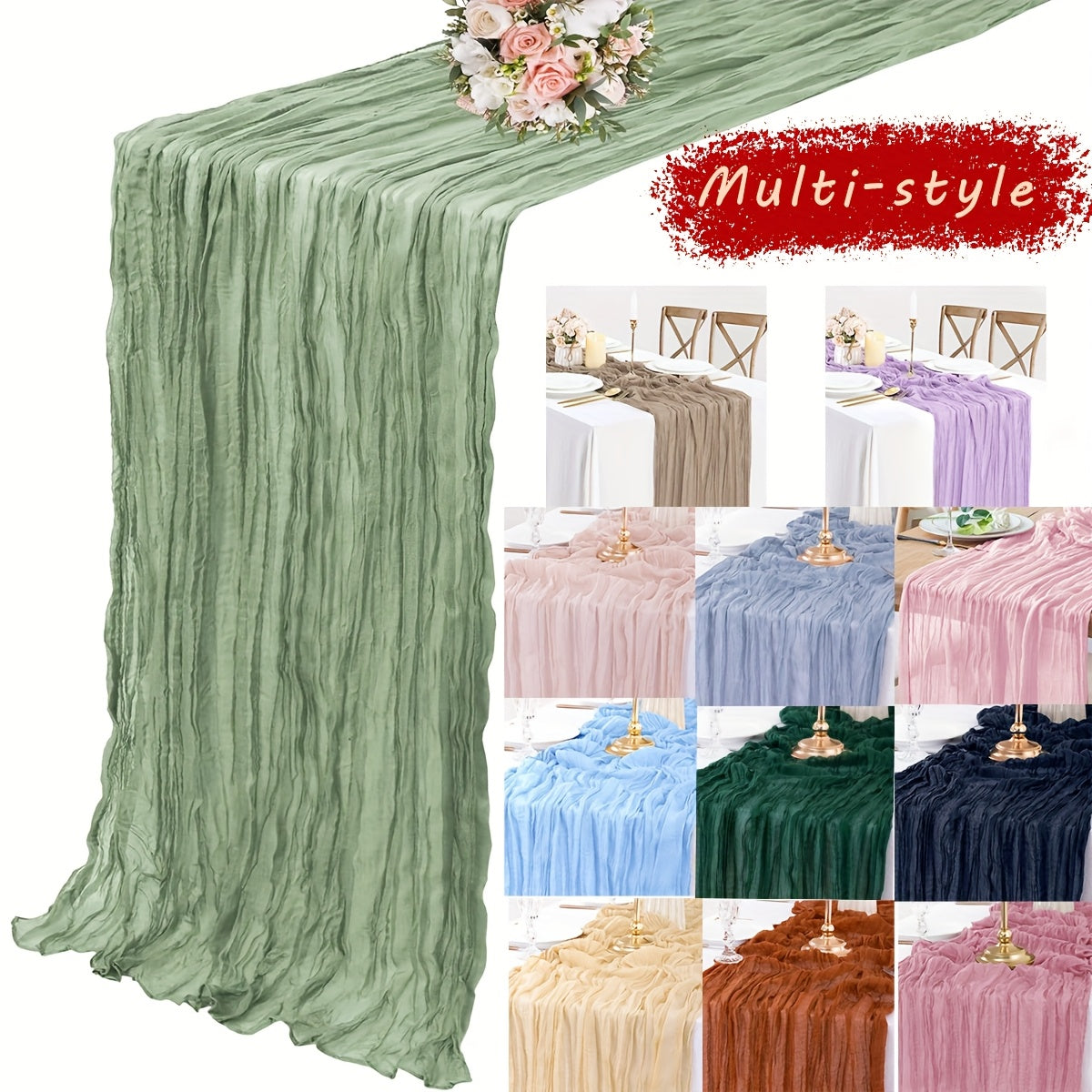 Rustic Polyester Cheese Cloth Table Runner for Outdoor Events and Celebrations