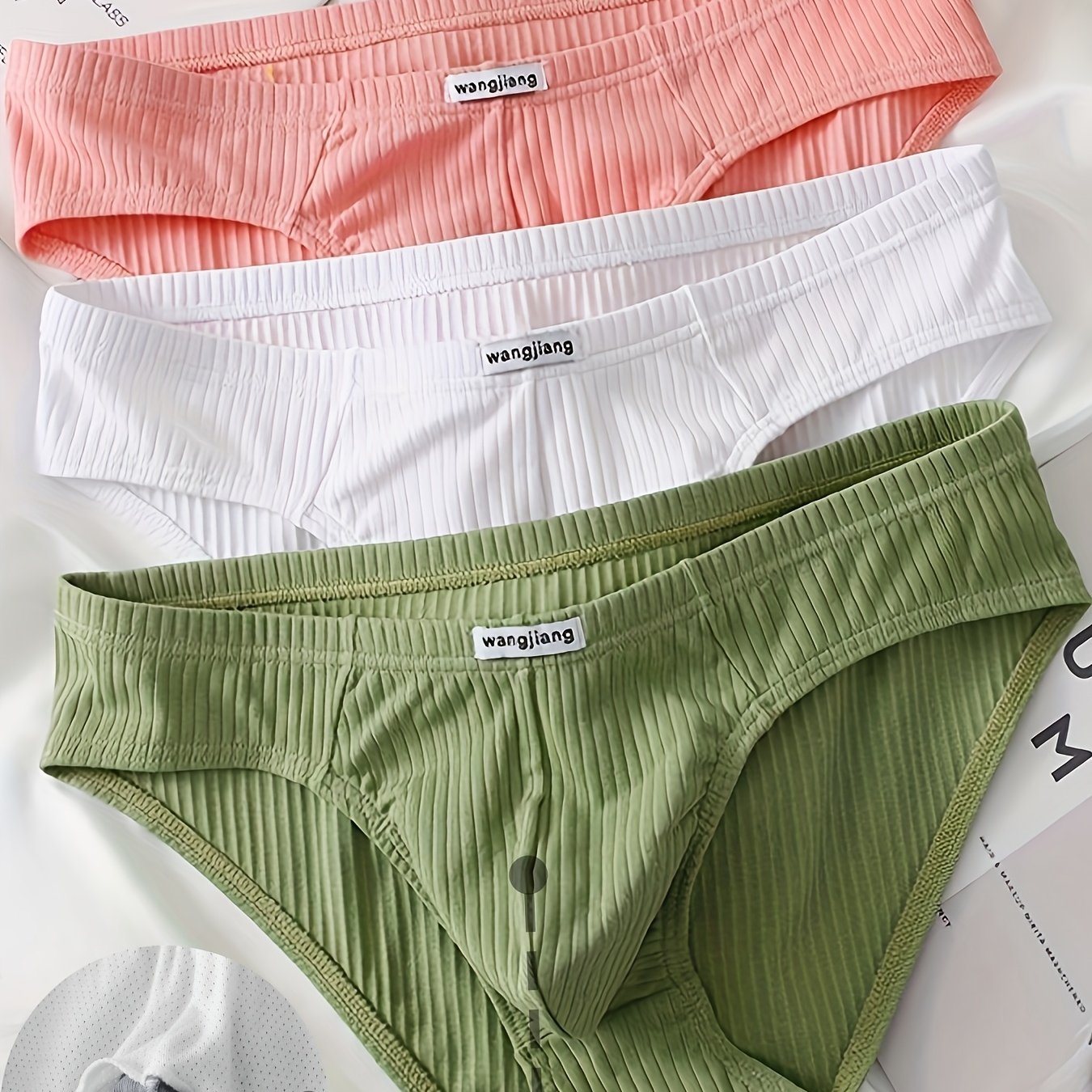 Set of 3 Men's Cotton Briefs Solid Color Medium Stretch Comfortable Fit