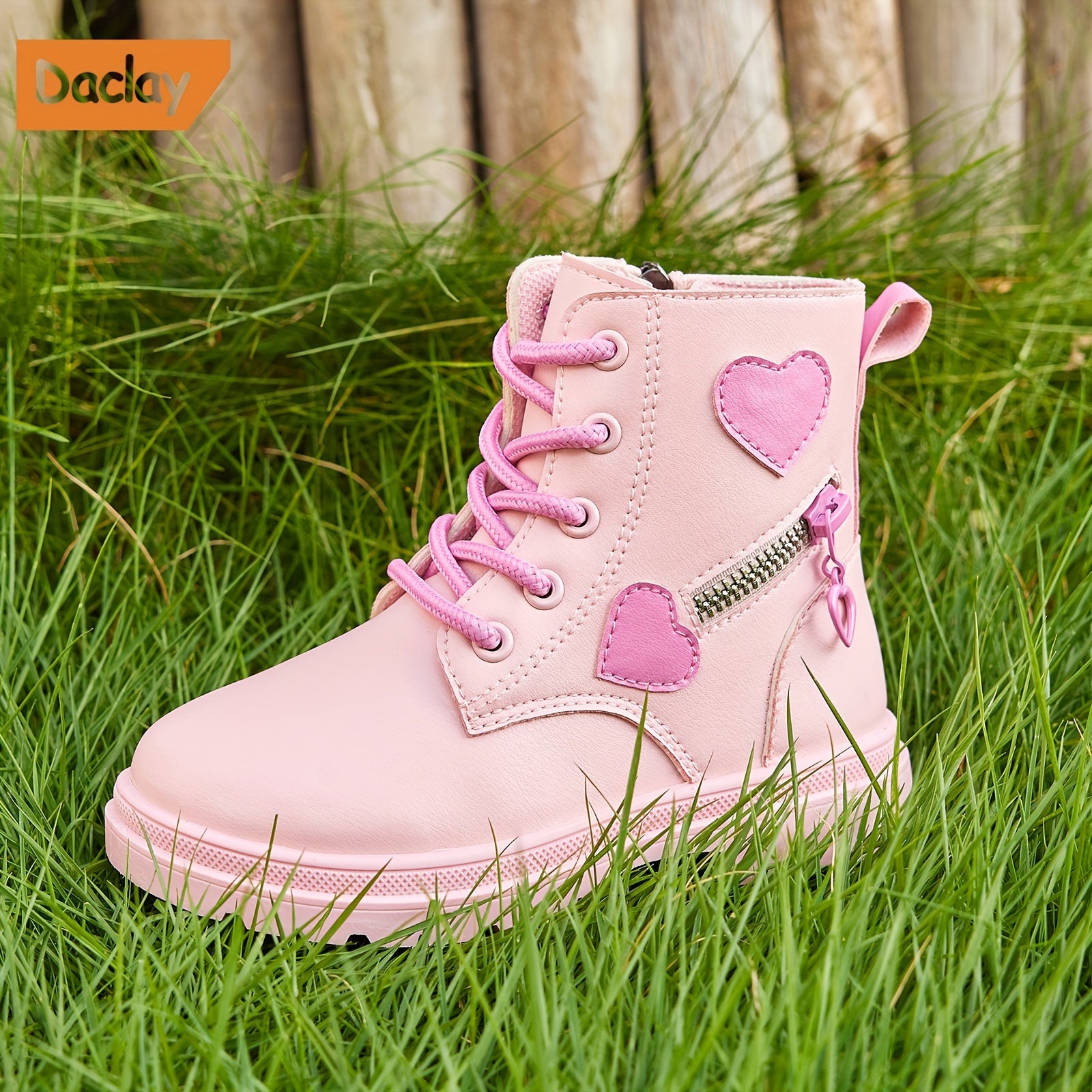 Girls Heart Pattern Casual Boots Lightweight Non-slip Fall Winter