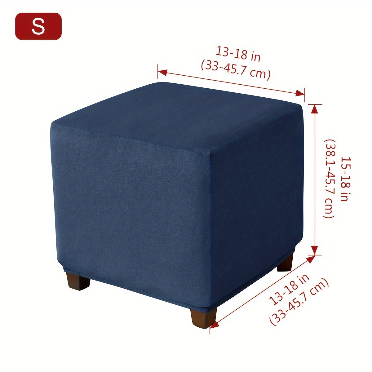 Funda de terciopelo plateada para reposapiés para taburete pequeño cuadrado