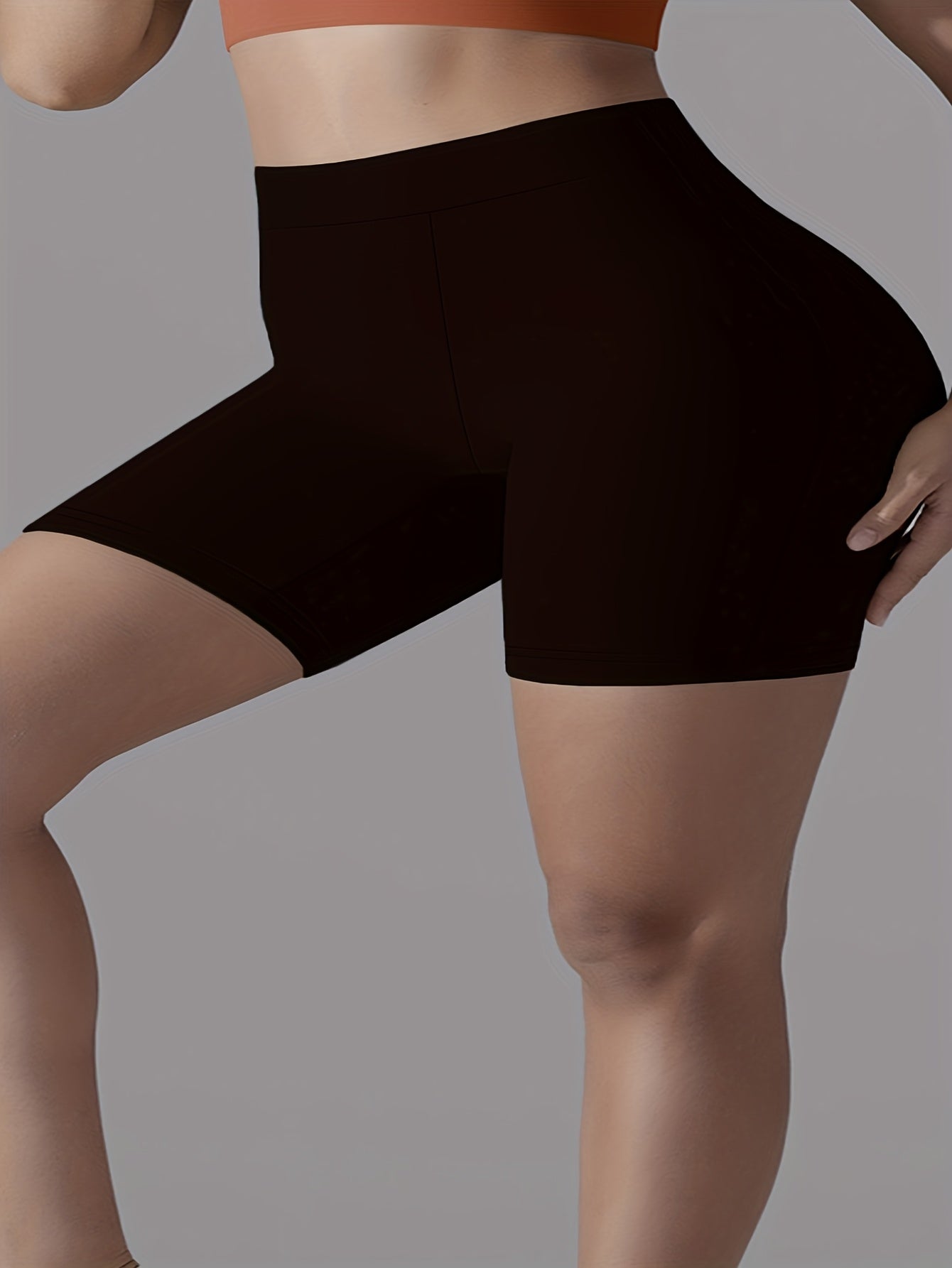 Plus Size Women Capri Leggings Solid Color Stretchy Casual Wear