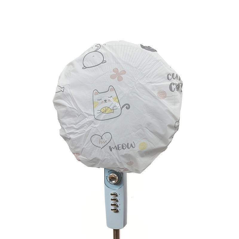 Cute Cat and Coffee Pattern Electric Fan Dust Cover for Patio Ground Fans