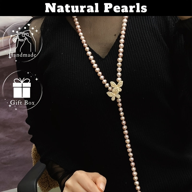 Freshwater Pearl Necklace for Women Multi-Layer Light Purple Elegant Jewelry for Parties and Gifts