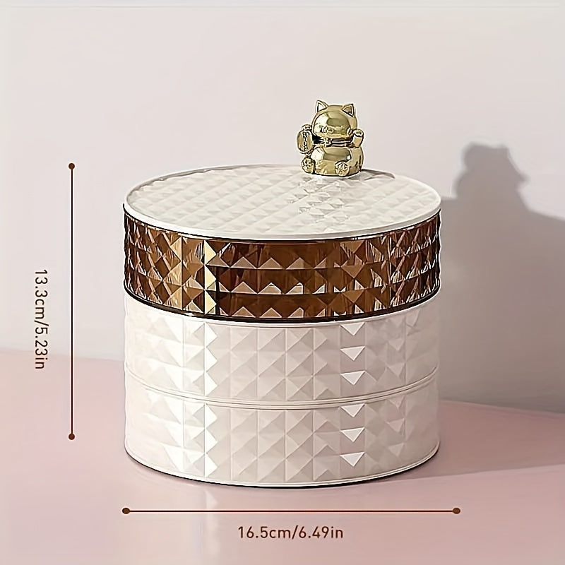 Divided Snack Tray with Lid Lucky Cat Fruit Bowl for Party Home Decor