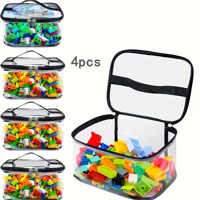 Oson tashish uchun qulay tutqich bilan, shaffof PVC tashkilotchisi, ikki tomonlama ziplar, suv o'tkazmaydigan portativ o'yinchoq saqlash sumkasi