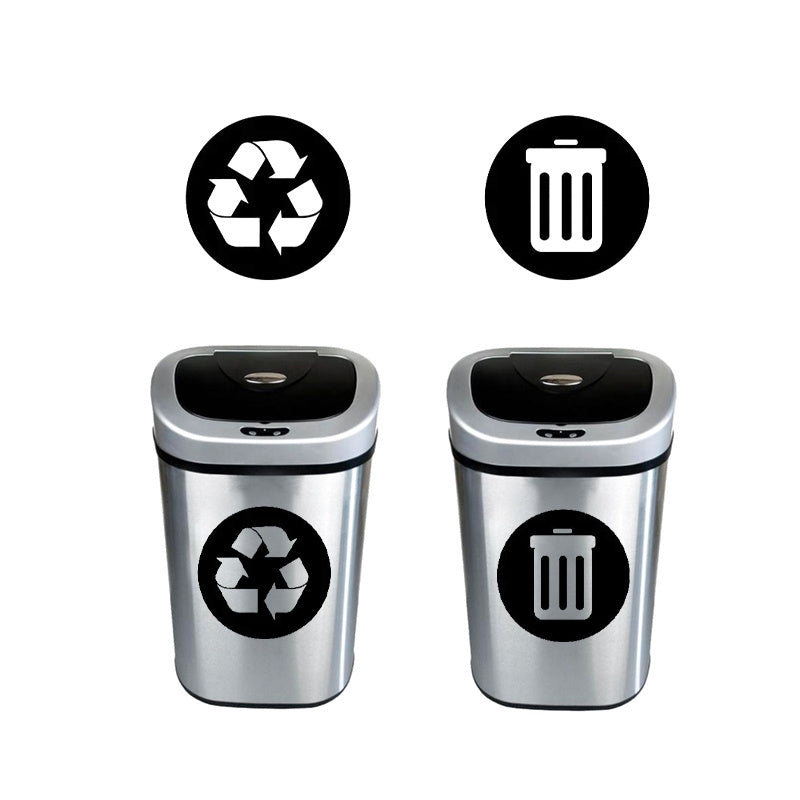 2 dona vinil axlat qutisi yorliqlari, olib tashlanadigan axlat qutisi stikerlari