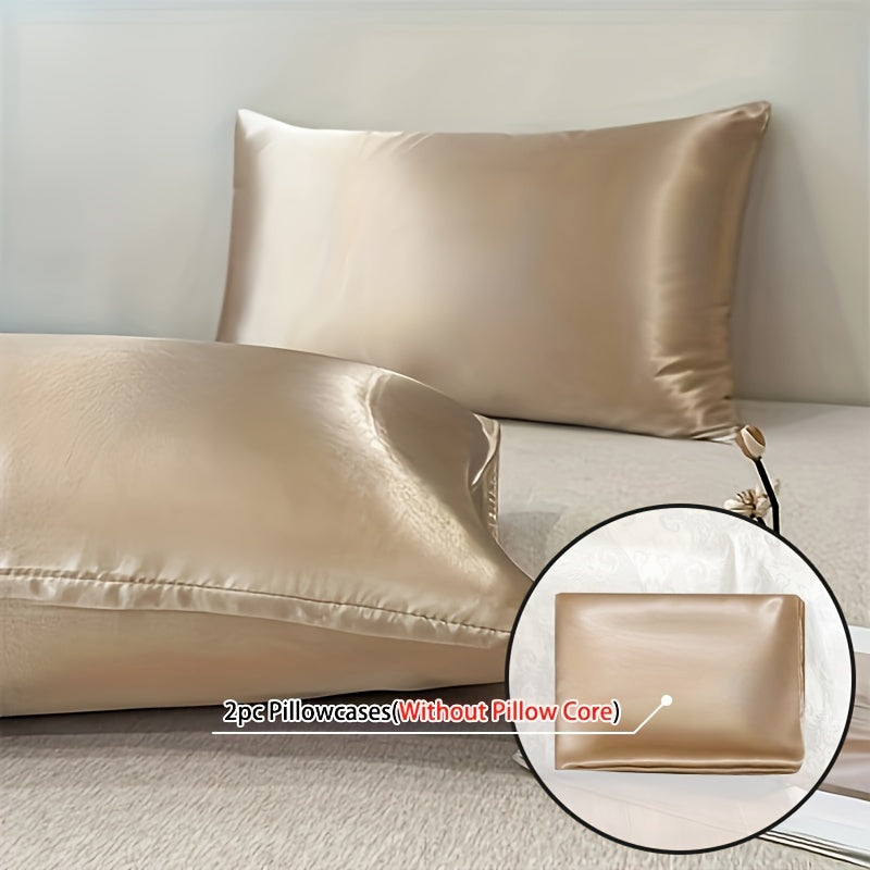 Pure Color Silk Pillowcases Set Breathable Skin Hair Care Luxurious Feel
