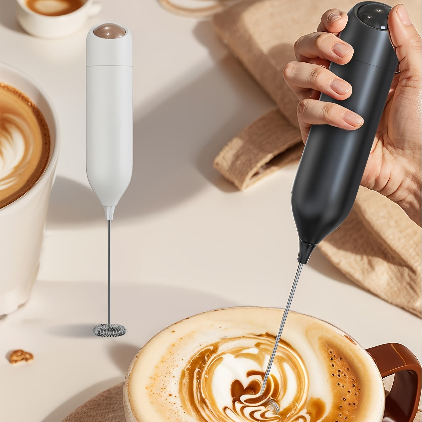 Electric Milk Frother Handheld Battery-Powered Foam Maker for Coffee Cappuccino Matcha Hot Chocolate