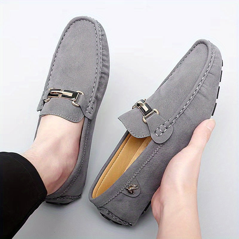 Men's Metallic Moccasin Loafers Non-Slip Slip-On Shoes for Spring and Summer