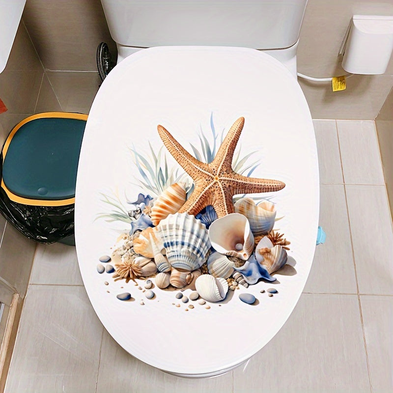 Waterproof Oceanic Toilet Sticker Starfish Seashell Self-Adhesive PVC Bathroom Decor