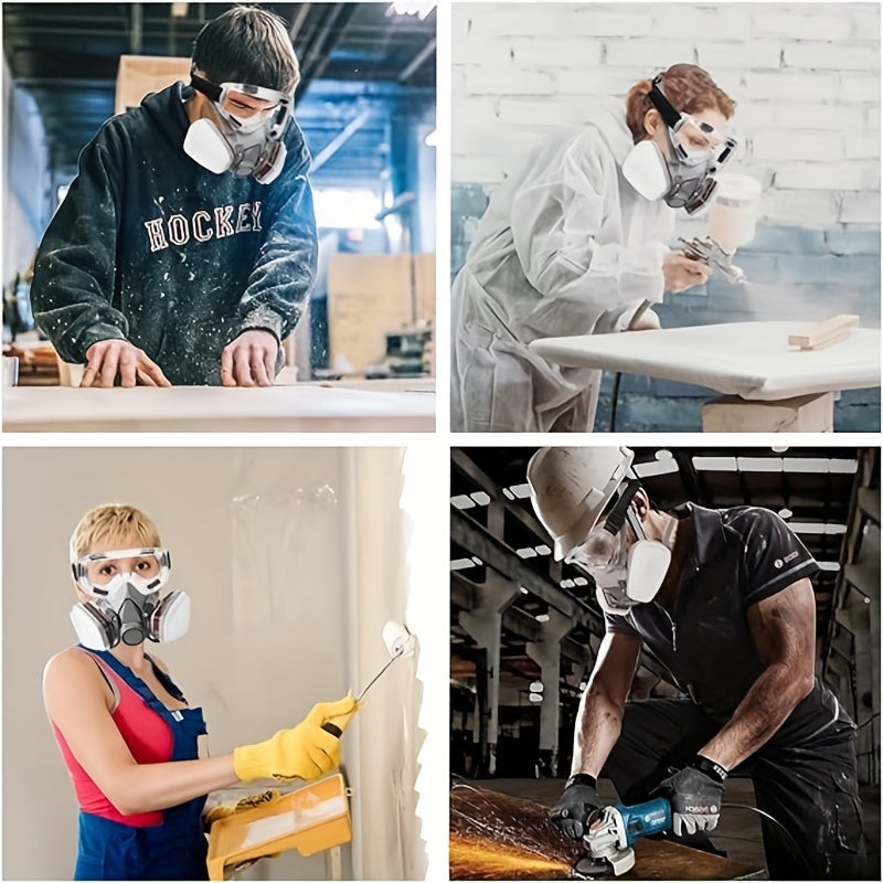 Half Face Mask Respirator with Gas Filter Reusable Dust Mask for Chemical Pesticide Protection