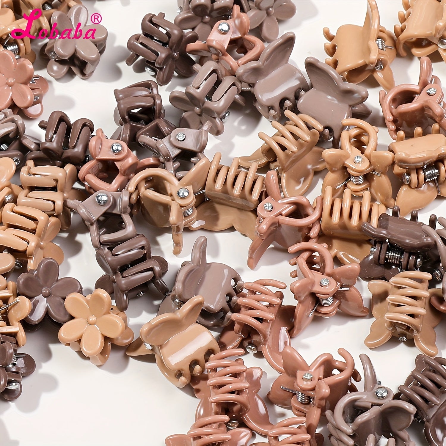 100pcs Flower and Butterfly Hair Claw Clips Set for Women and Teens Plastic Solid Color