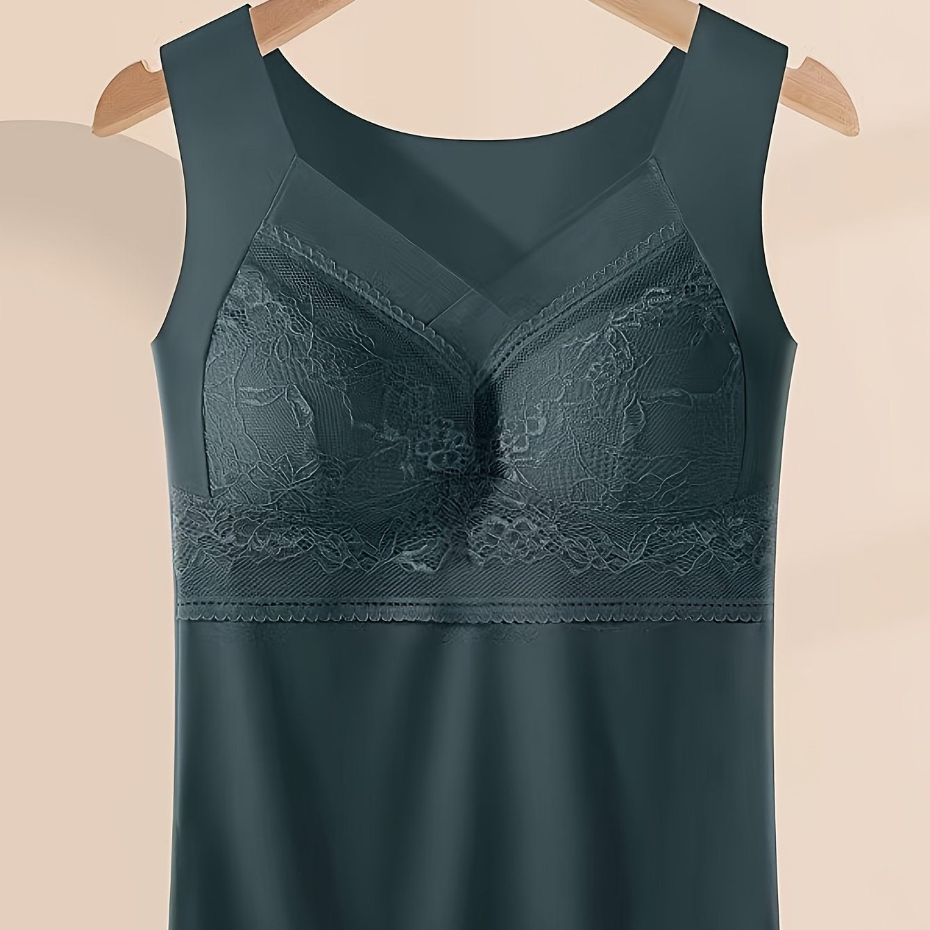 Women's Breathable Lace Lingerie Vest with Chest Pad and Back Lace Design