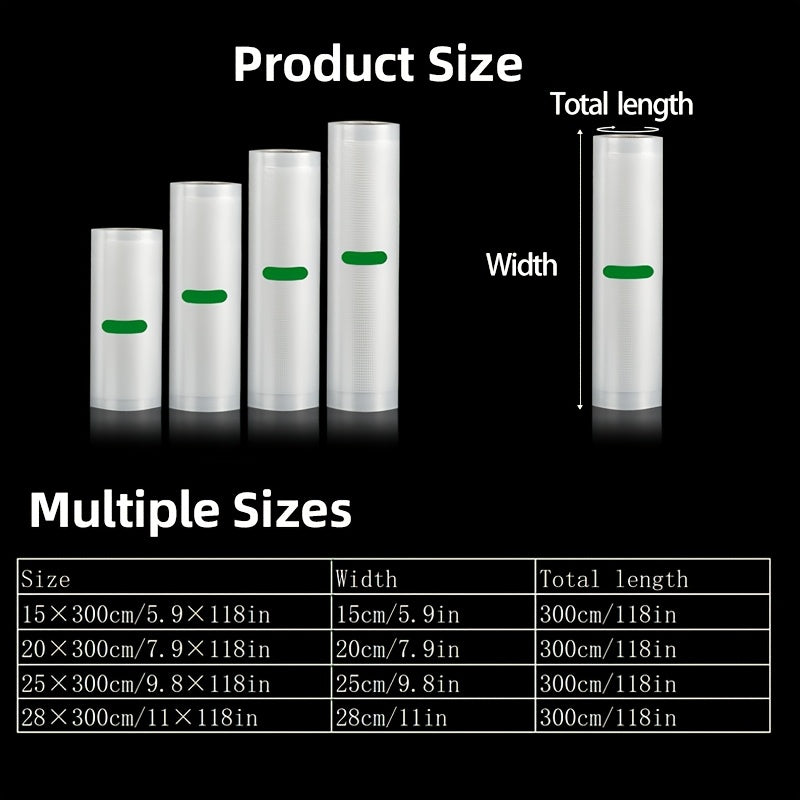 Paquete de 4 bolsas selladoras al vacío para almacenamiento de alimentos, múltiples tamaños, uso doméstico