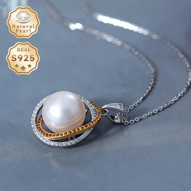 Sterling Silver Pendant Necklace with Freshwater Pearl for June Women