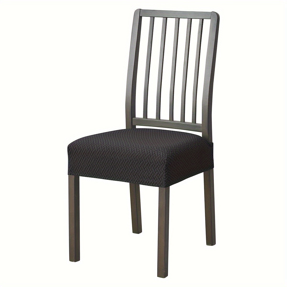 Zamonaviy jakard matosidan tayyorlangan cho'ziluvchan T-shaklidagi stul qoplamasi, mashinada yuvish mumkin, elastik lenta bilan yopiladi. Stilizatsiya qilingan uy dekoratsiyasi uchun spandeks/polister aralashmasi.