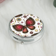 Uyda foydalanish uchun portativ dori saqlash qutisi - 3 bo'limli oltin-purpur rangli dumaloq dori qutisi, ochiq havoda sayohat va ofisni tartibga solish uchun ideal