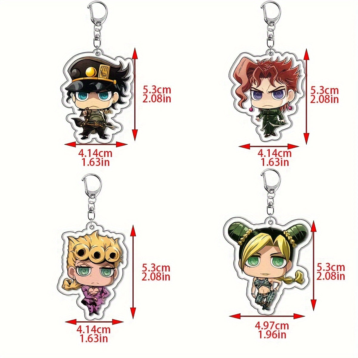 Juego de 8 llaveros de acrílico inspirados en anime, charms para bolsas, llaveros, colgantes, coleccionables