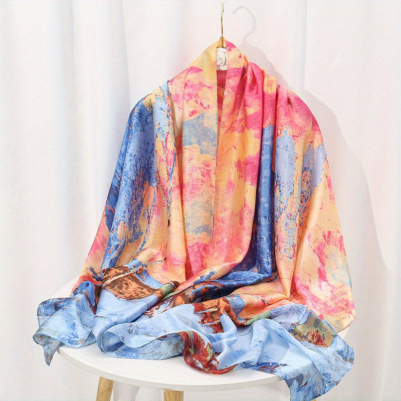 Unisex Shawl Scarf with Printed Landscape Design UV Protection Perfect Gift