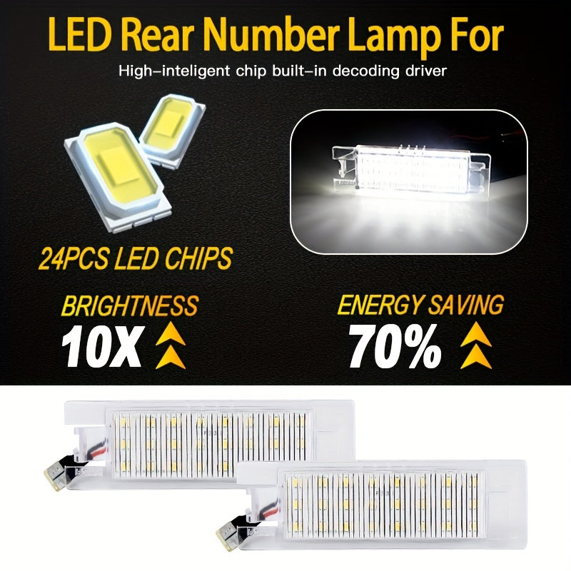 2 Pack Bright White LED Rear License Plate Lights for Cars