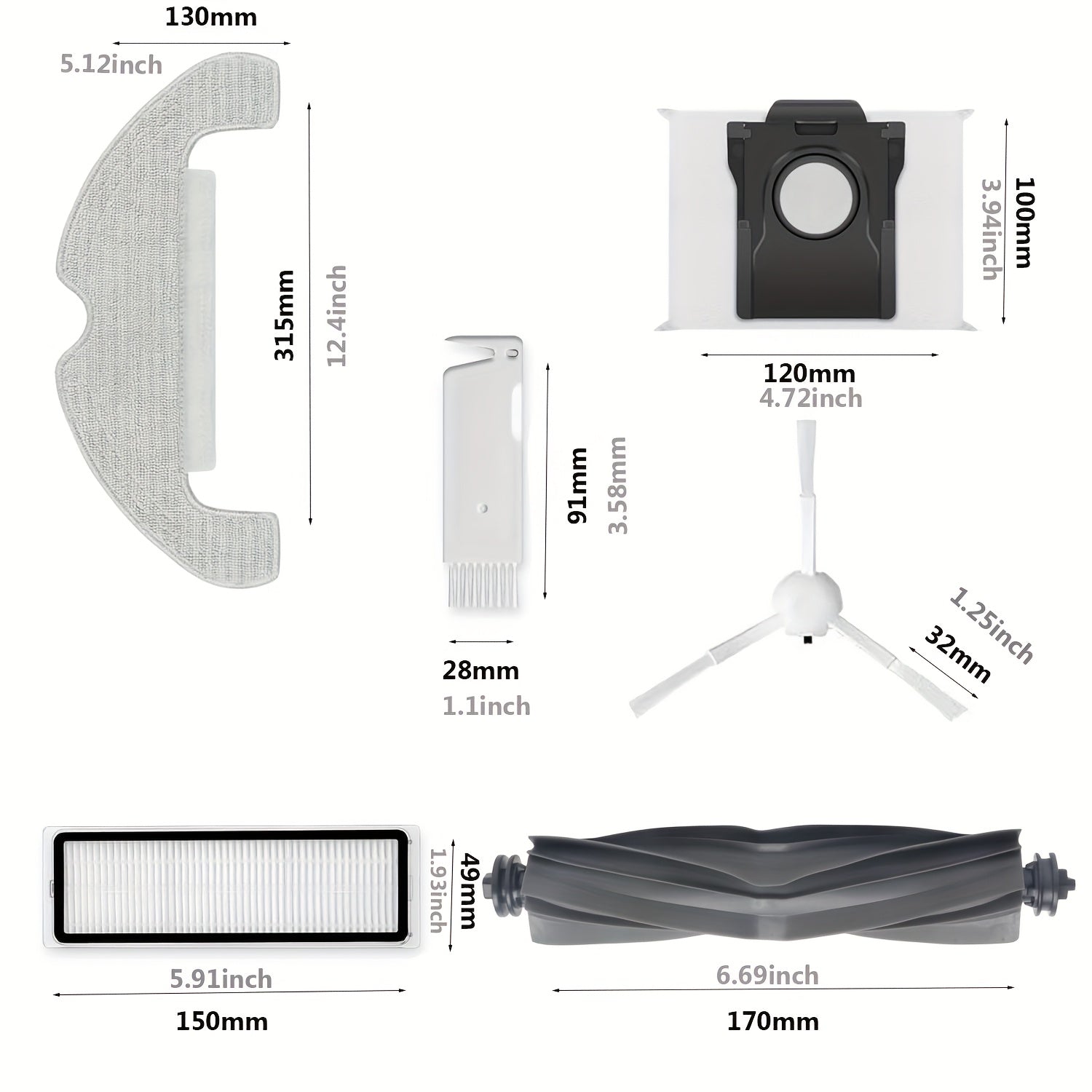 28pcs Vacuum Cleaner Replacement Parts for D10 Plus Gen 2 Includes Brushes Filters Mop Pads Dust Bags